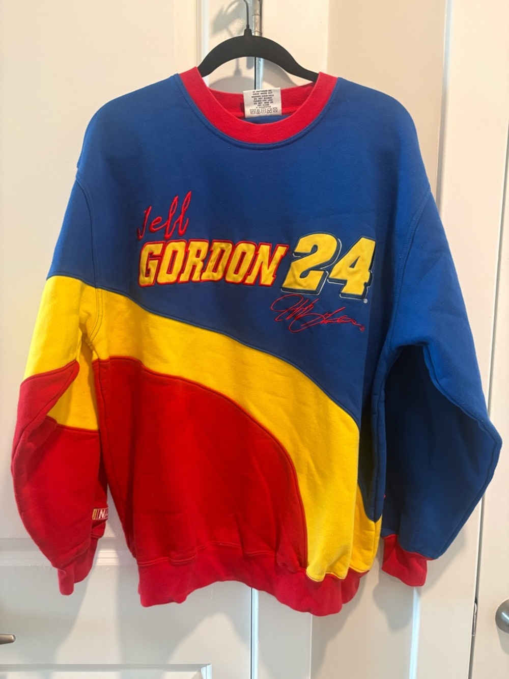 Chase Authentics Jeff Gordon 24 Colorblock Crewneck - Blue/Red/Yellow